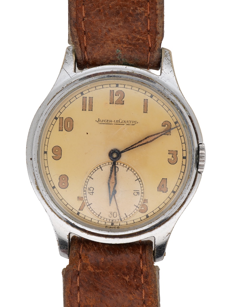A gentleman's mid 20th century nickel plated brass Jaeger LeCoultre manual wind wrist watch
